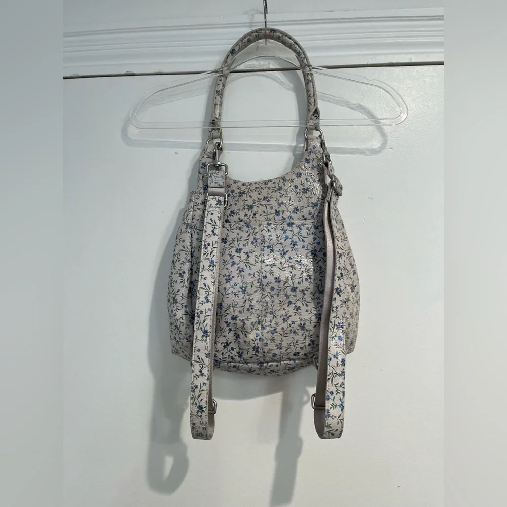 American Leather Co. White‎ Floral Leather 2-1 Backpack Bag